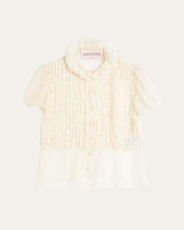 Micro Ruffle Chiffon Blouse